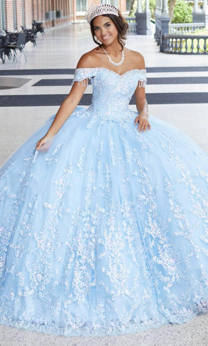 Quinceanera Collection 26045 - Laced Tulle Quinceanera Dress Quinceanera Dresses 0 / Sky Solid