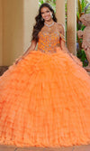 Quinceanera Collection 26081 - Embellished Off-Shoulder Ballgown Ball Gowns 0 / Neon Orange4