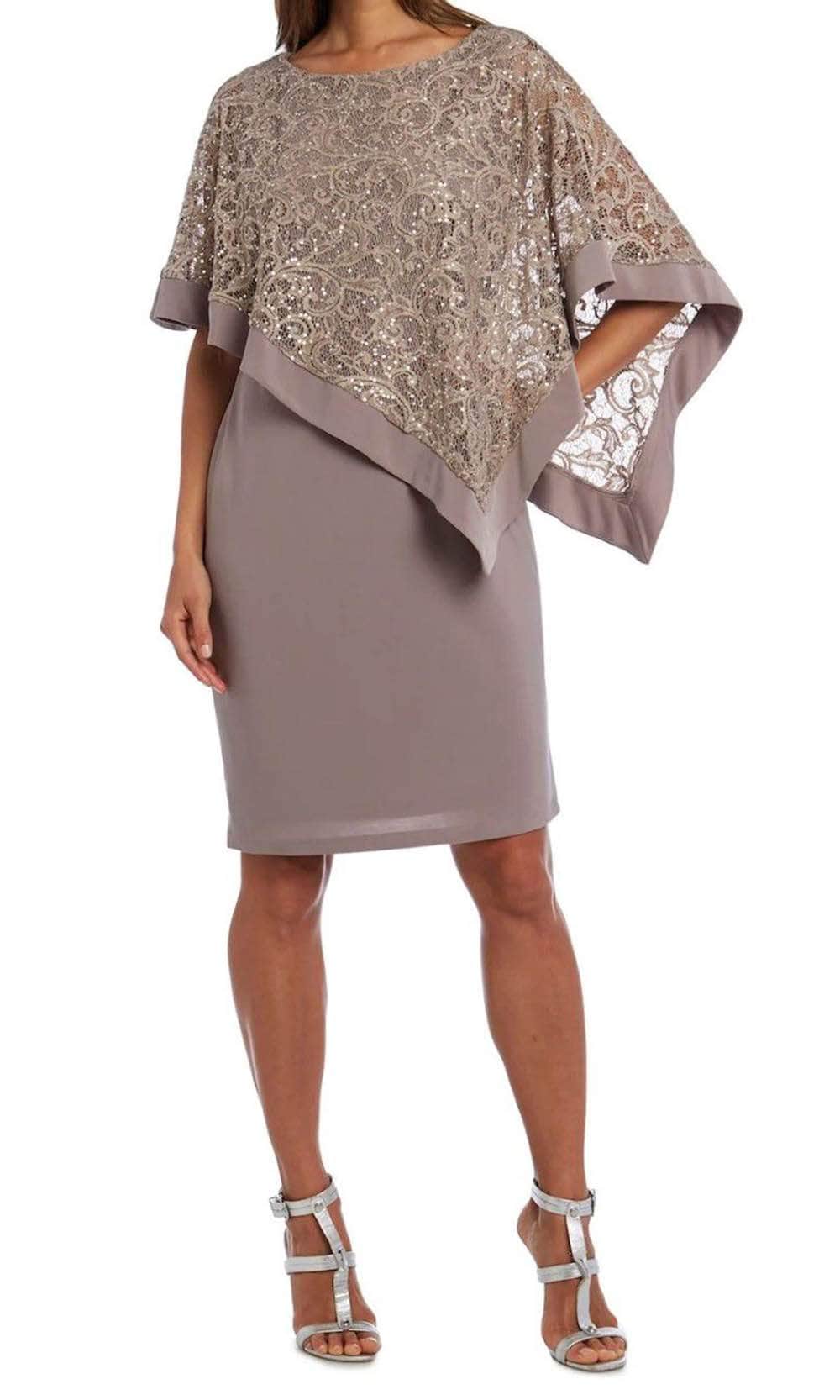 R&M Richards 2292 - Lace Poncho Cocktail Dress R&M Richards 2292 - Lace Poncho Cocktail Dress