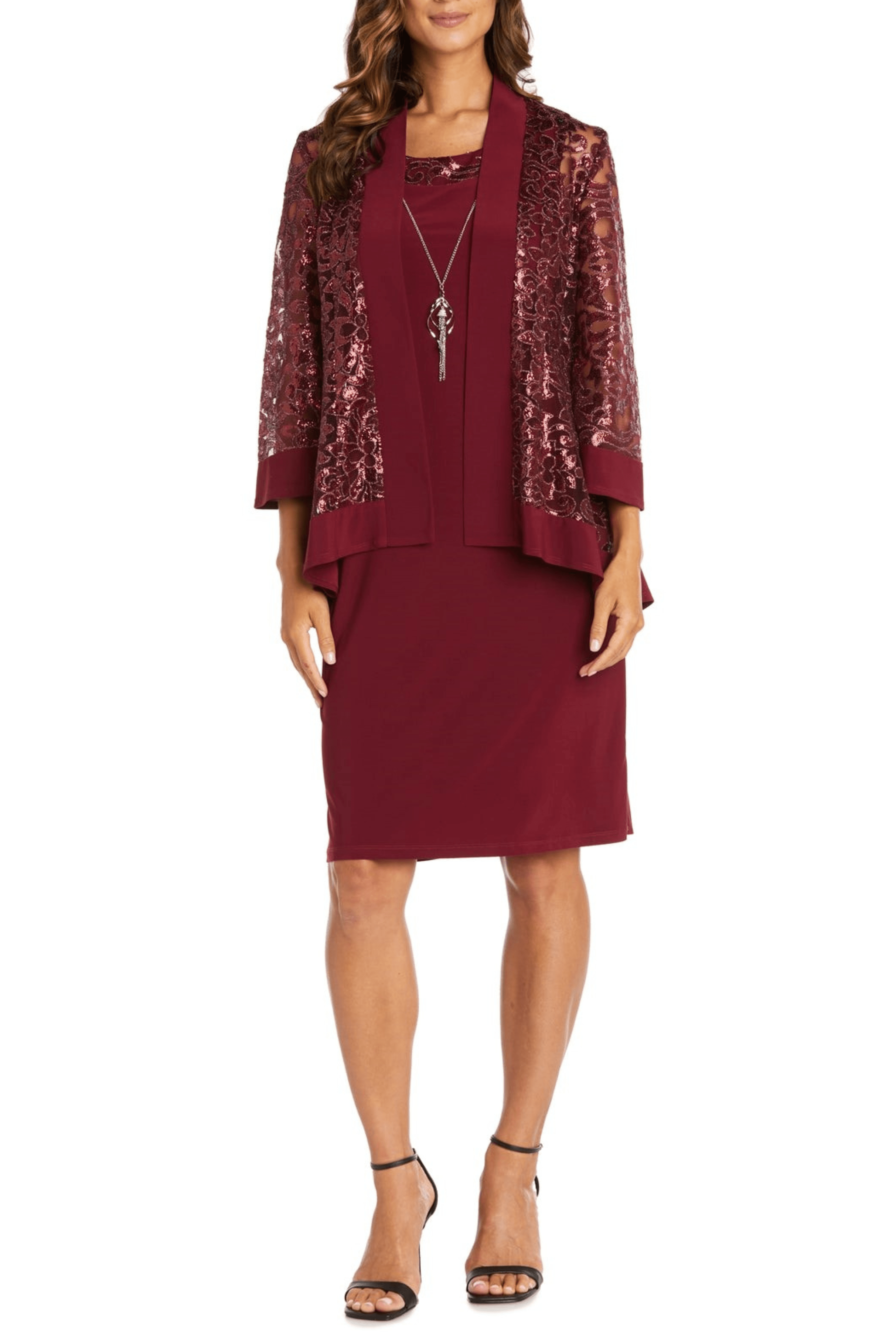 r & m richards cocktail & party dresses R & M Richards Women's Lace Two-Tone Halter Midi Dress - Mauve/Black