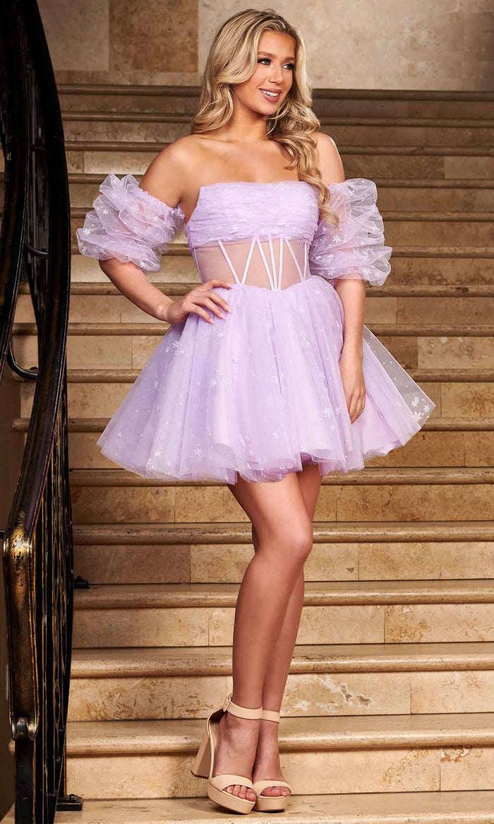 Rachel Allan 40379 - Strapless Illusion A-Line Short Dress Cocktail Dresses 00 / Lilac