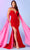 Rachel Allan 70494 - High Slit Velvet Prom Dress Special Occasion Dress 00 / Red Fuchsia