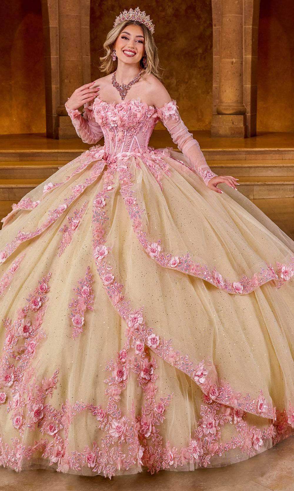 Rachel Allan Bridal RQ2196 - Floral Strapless Layered Ballgown 16 / Pink Champagne - Shop Rachel Allan Bridal Dresses On Couture Candy at Rachel Allan Bridal RQ2196 - Floral Strapless Layered Ballgown 16 / Pink Champagne - Shop Rachel Allan Bridal Dresses On Couture Candy at