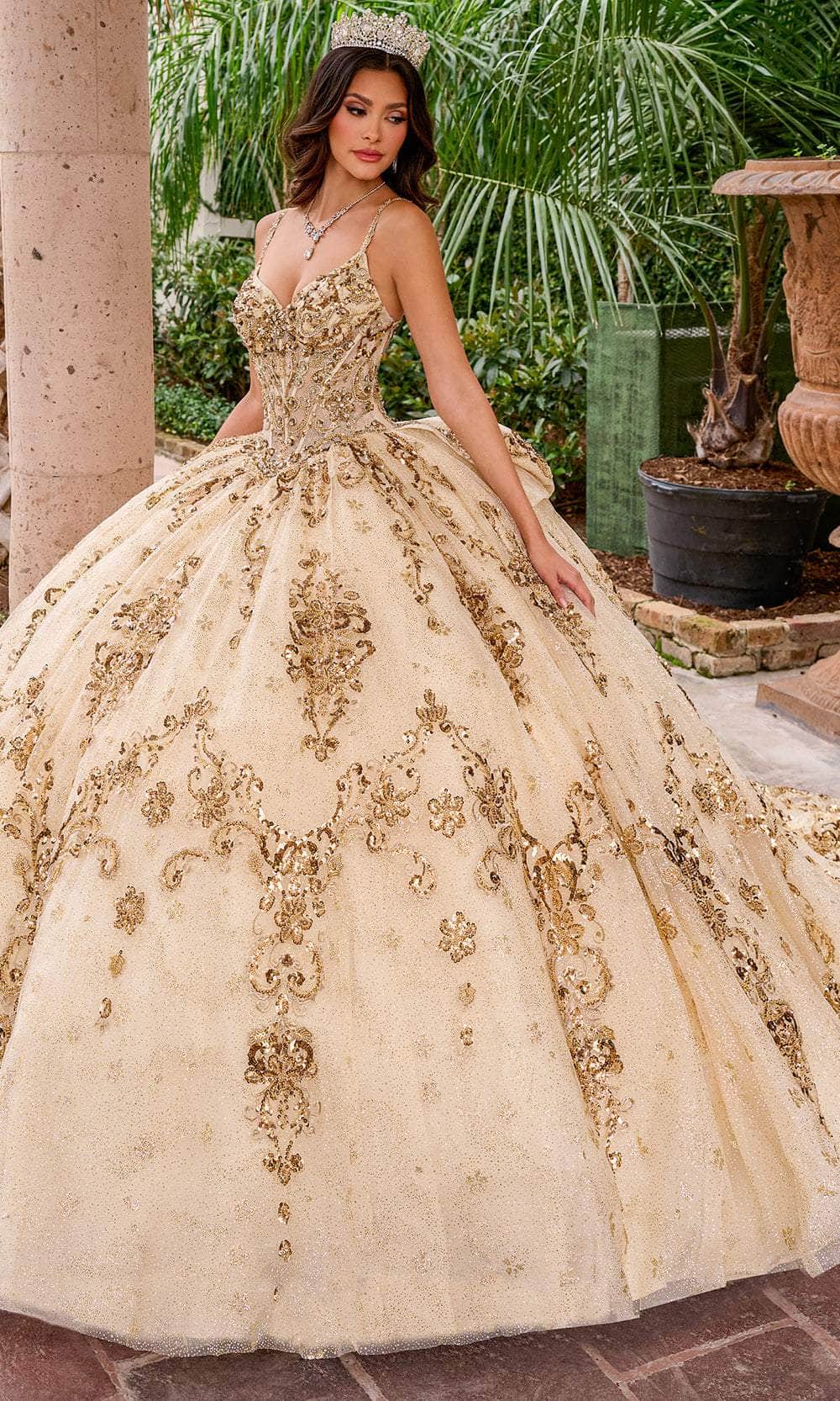 Rachel Allan Bridal RQ2202 - V-Neck Beaded Appliqued Ballgown Rachel Allan Bridal RQ2202 - V-Neck Beaded Appliqued Ballgown