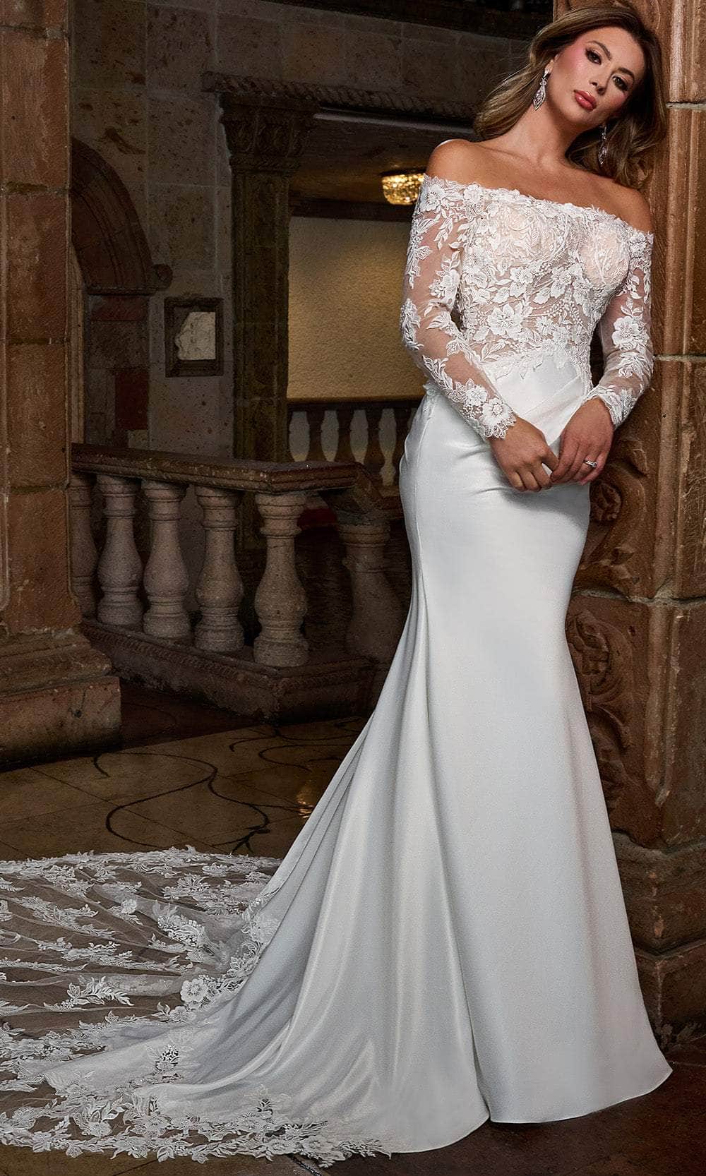 Rachel Allan RB3218 - Long Stretch Crepe, Tulle, Applique, Beading Sheath Dress - Sheer Long Lace Sleeves, Fitted Bodice, Lace Embroidery, Beaded, Rachel Allan RB3218 - Long Stretch Crepe, Tulle, Applique, Beading Sheath Dress - Sheer Long Lace Sleeves, Fitted Bodice, Lace Embroidery, Beaded,