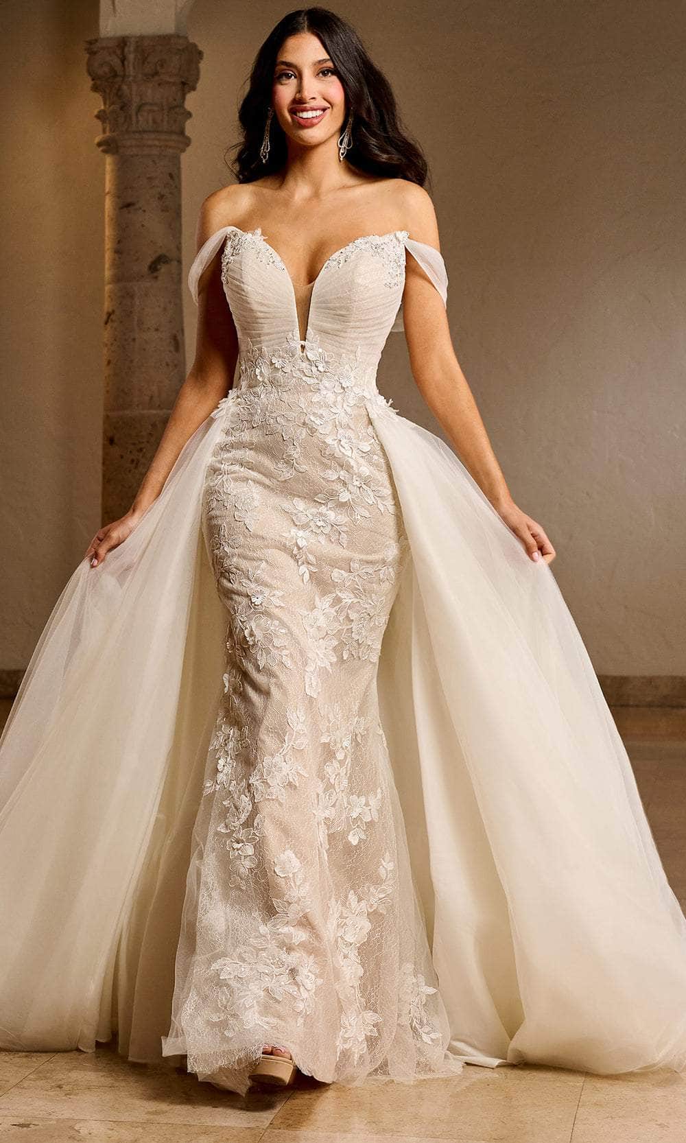 Rachel Allan RB5039 - Floral Appliqued Overskirt Bridal Gown Couture Candy Rachel Allan RB5039 - Floral Appliqued Overskirt Bridal Gown Couture Candy