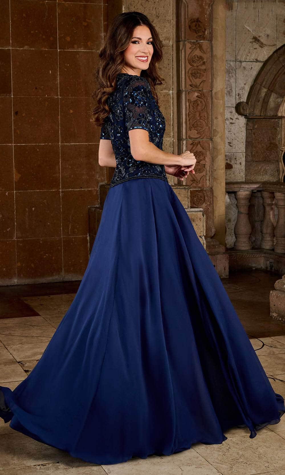 Rachel Allan RB8140 Sequin Floral Pattern A-line Prom Dress