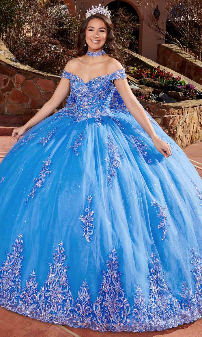 Rachel Allan RQ1121 - Floral Embroidered Sweetheart Ballgown Ball Gowns 0 / Azure