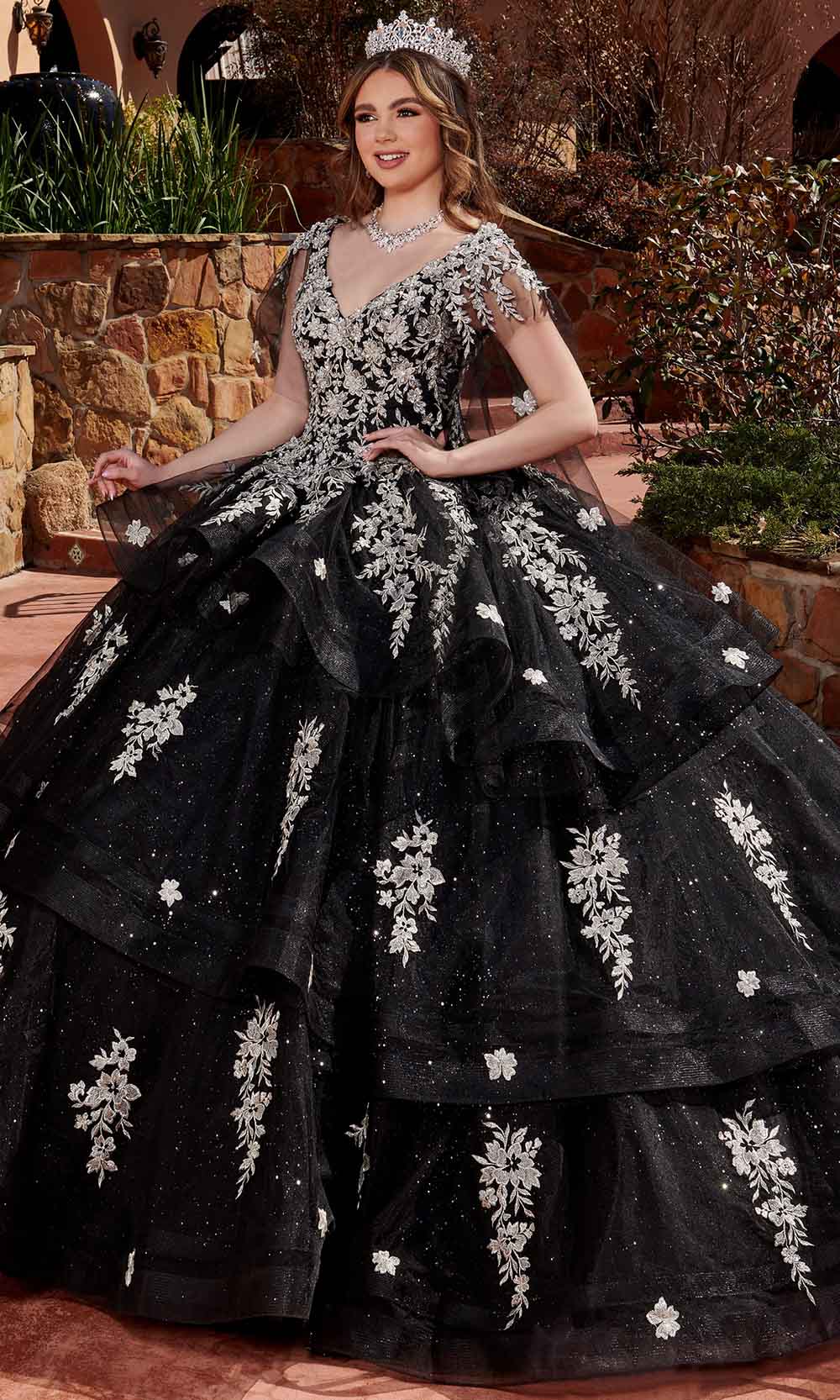Rachel Allan RQ2173 - Floral Lace Tiered Ballgown Couture Candy Rachel Allan RQ2173 - Floral Lace Tiered Ballgown Couture Candy