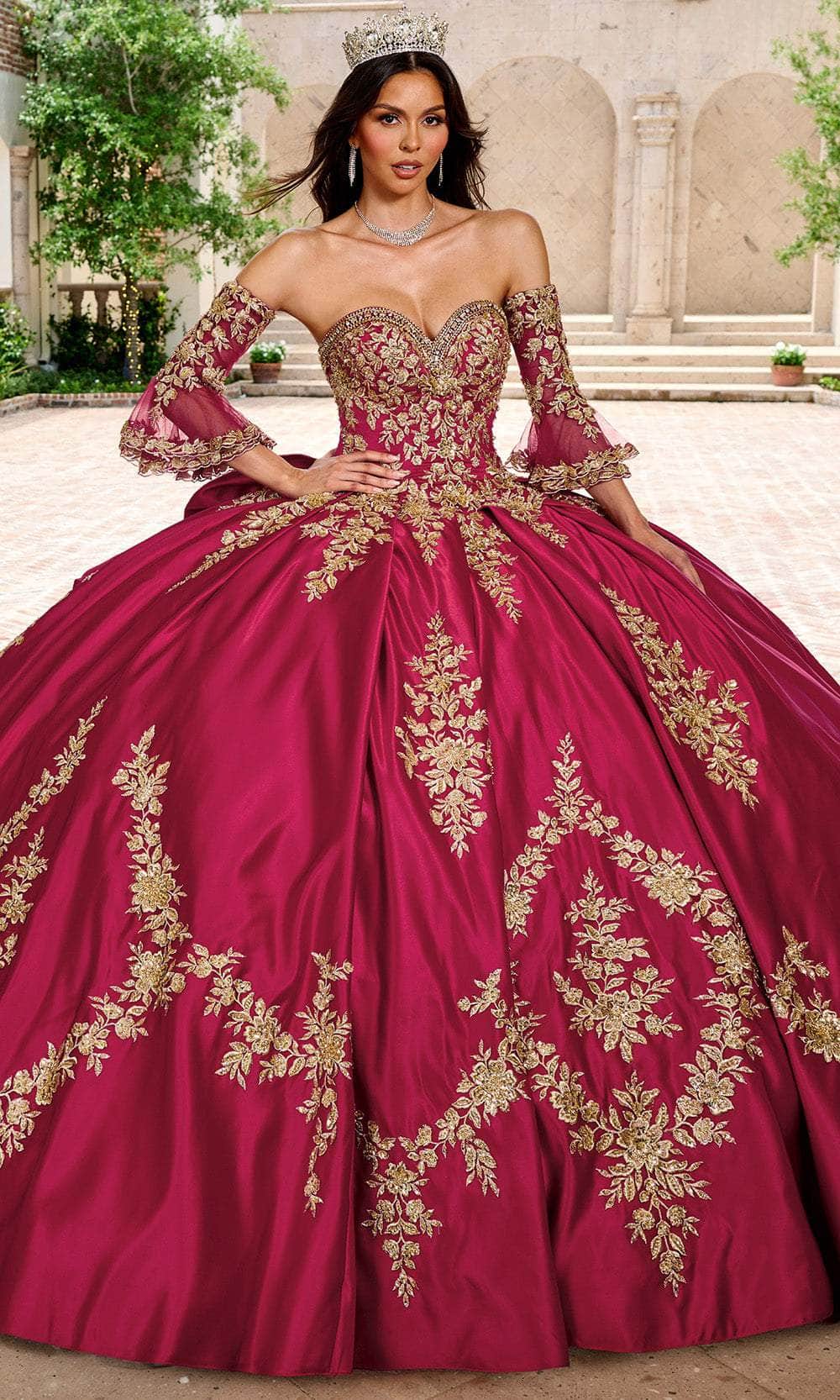 Rachel Allan RQ2217 - Long Satin, Tulle, Applique, Beading Ballgown Dress Rachel Allan RQ2217 - Long Satin, Tulle, Applique, Beading Ballgown Dress
