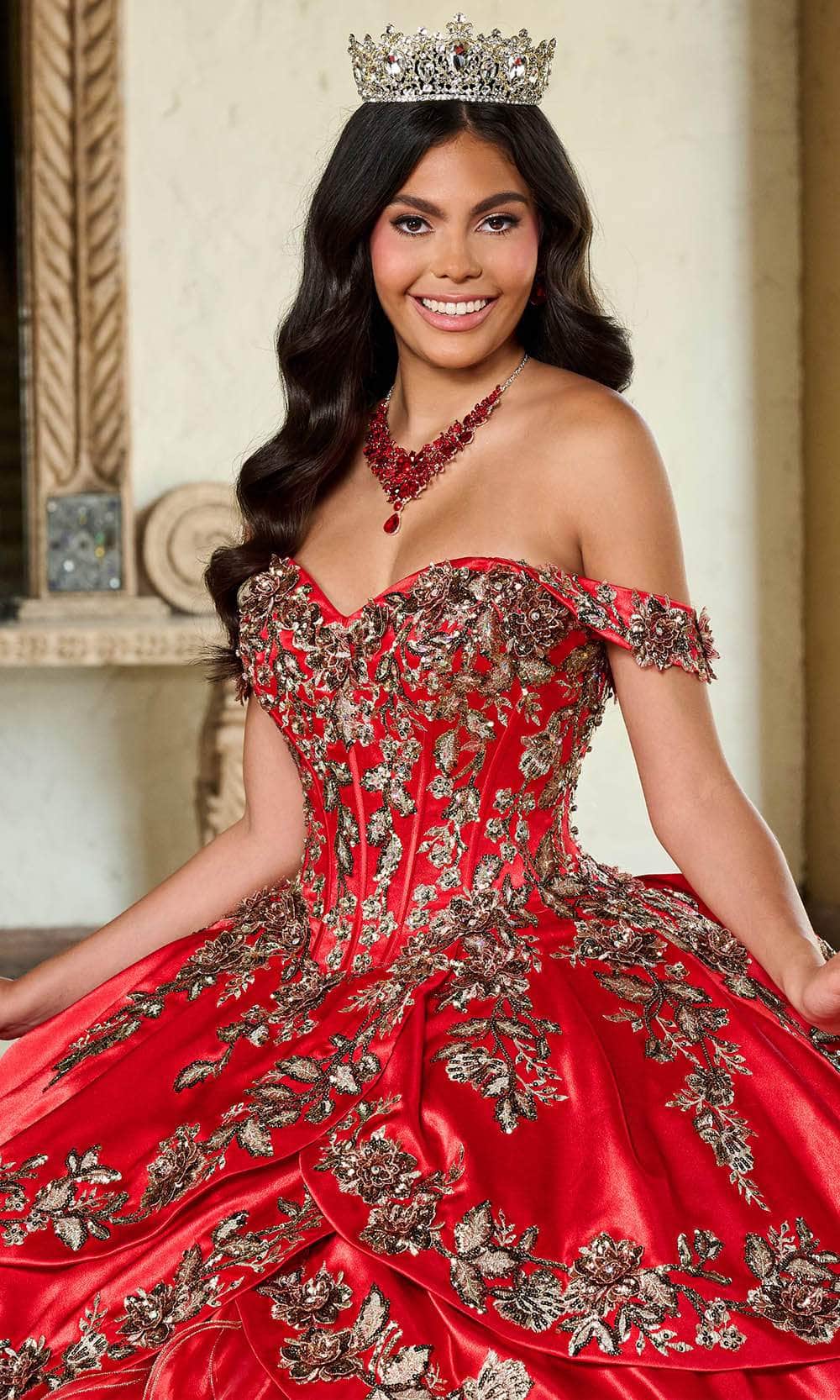 Rachel Allan RQ5001 Embellished With Gold Applique Ballgown