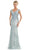 Rina Di Montella - RD2723 V-Neck 3D Floral Appliqued Glitter Gown Mother of the Bride Dresses 4 / Seaglass