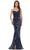 Rina di Montella RD2903 - Applique Peplum Evening Gown Evening Dresses 4 / Navy