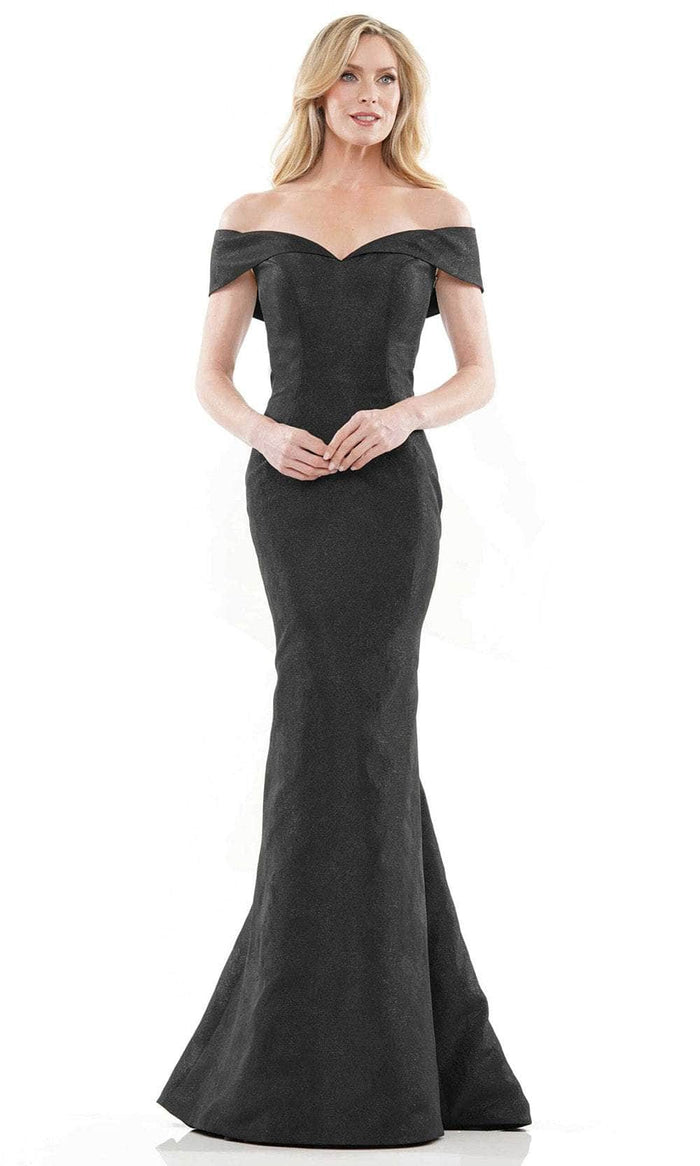 Rina di Montella RD2937 - Cap Sleeve Jacquard Formal Gown Formal Gowns 4 / Black