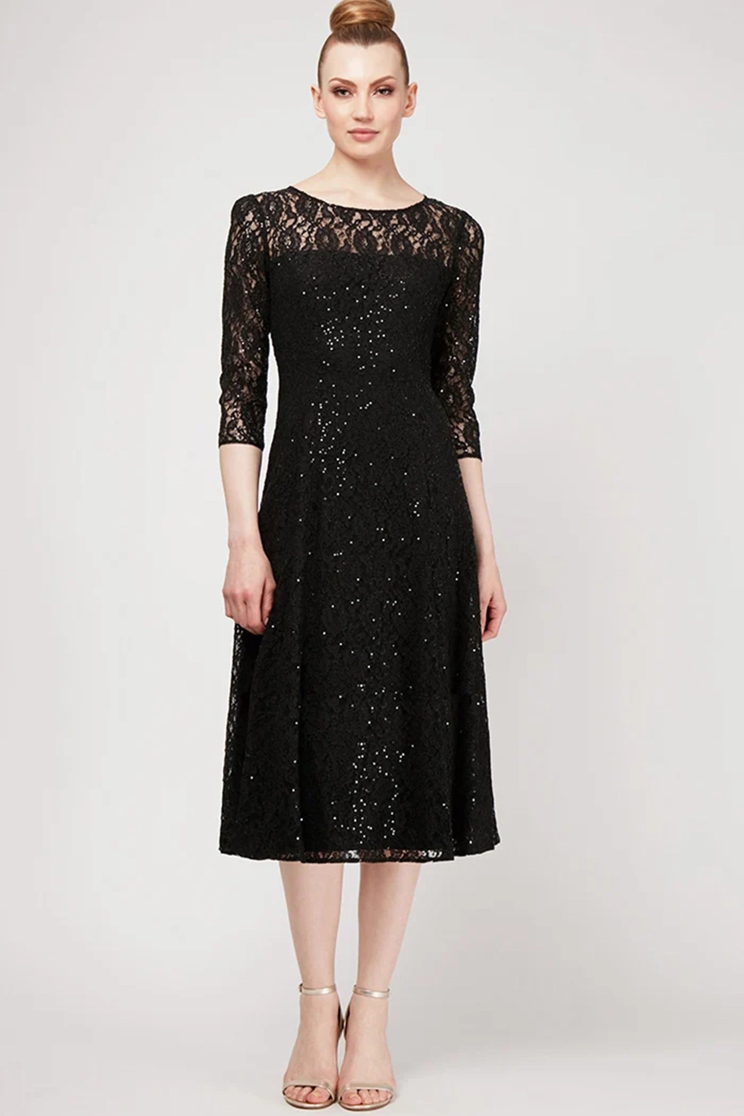slny black dress S.L. Fashions Dresses (SLNY) 9119133 Keyhole Back Lace Evening Attending the 