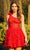 Sherri Hill 55255 - Lace Appliqued Ruffle Cocktail Dress Cocktail Dress 000 / Red
