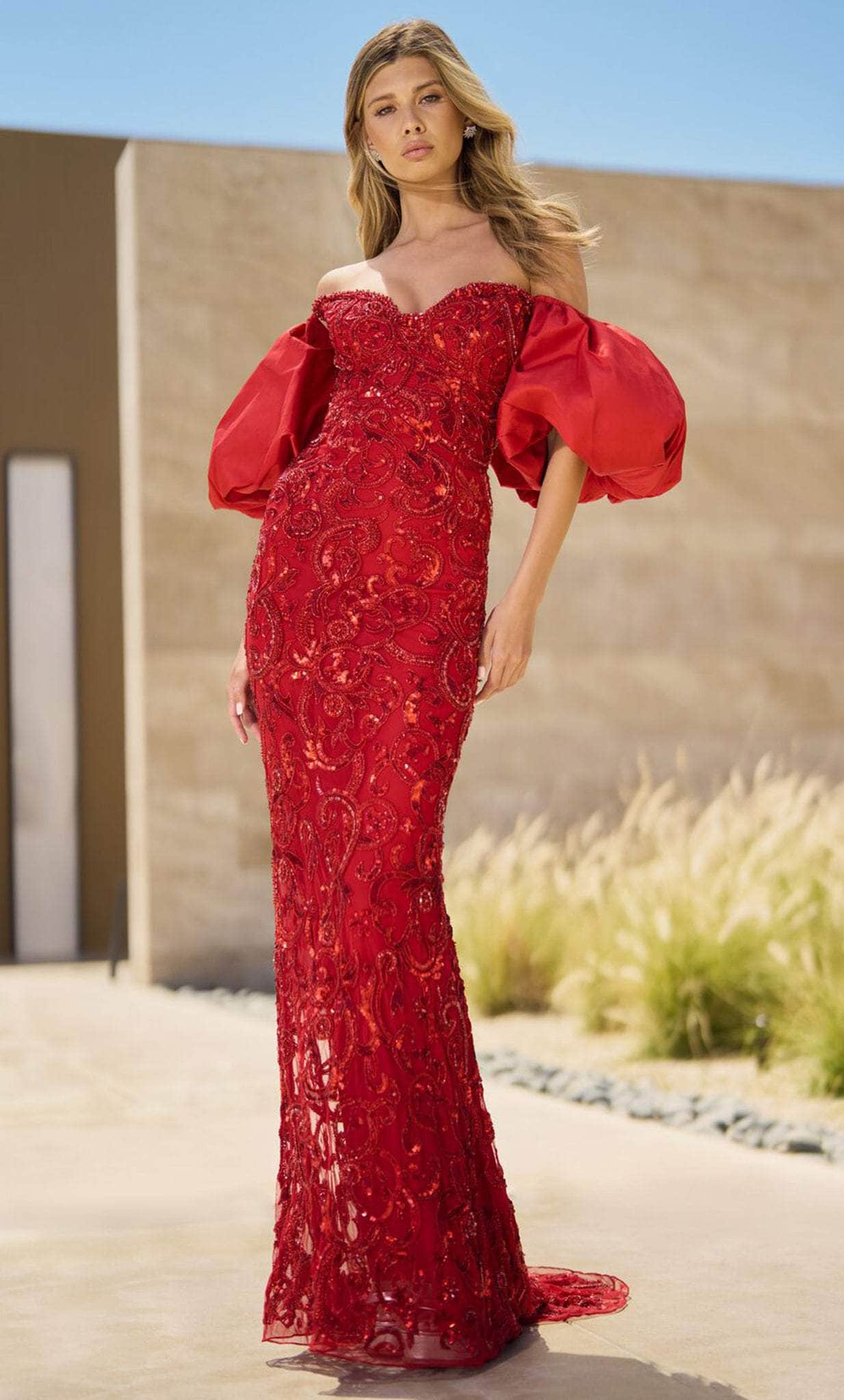 Sherri Hill 55646 - Balloon Sleeve Sweetheart Long Gown 2 / Red - Shop Sherri Hill Dresses On Couture Candy at CoutureCandy.com Sherri Hill 55646 - Balloon Sleeve Sweetheart Long Gown 2 / Red - Shop Sherri Hill Dresses On Couture Candy at CoutureCandy.com
