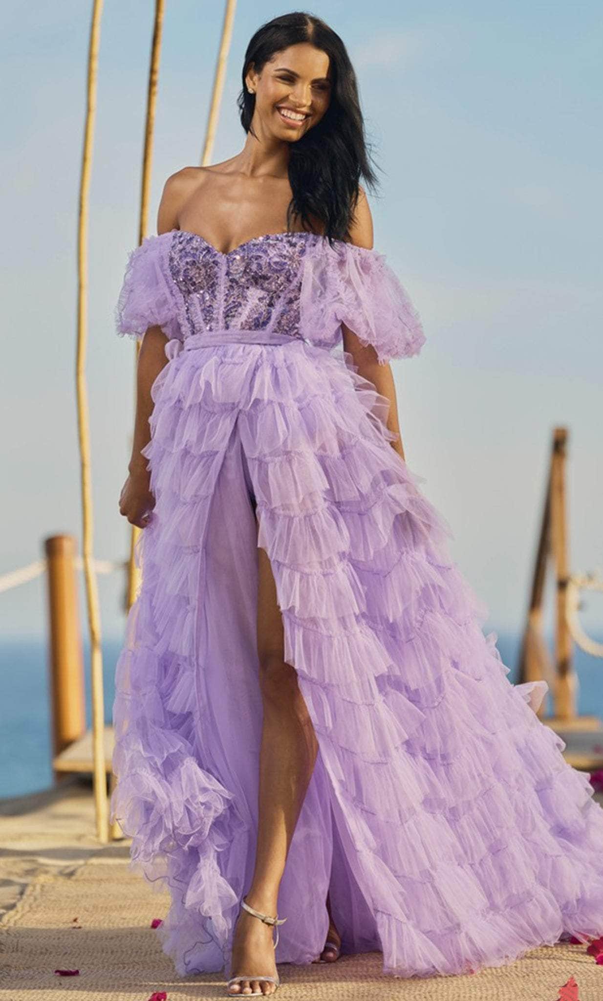 sherri hill off the shoulder prom dress Two Piece Floral Off Shoulder Sherri Hill 51849
