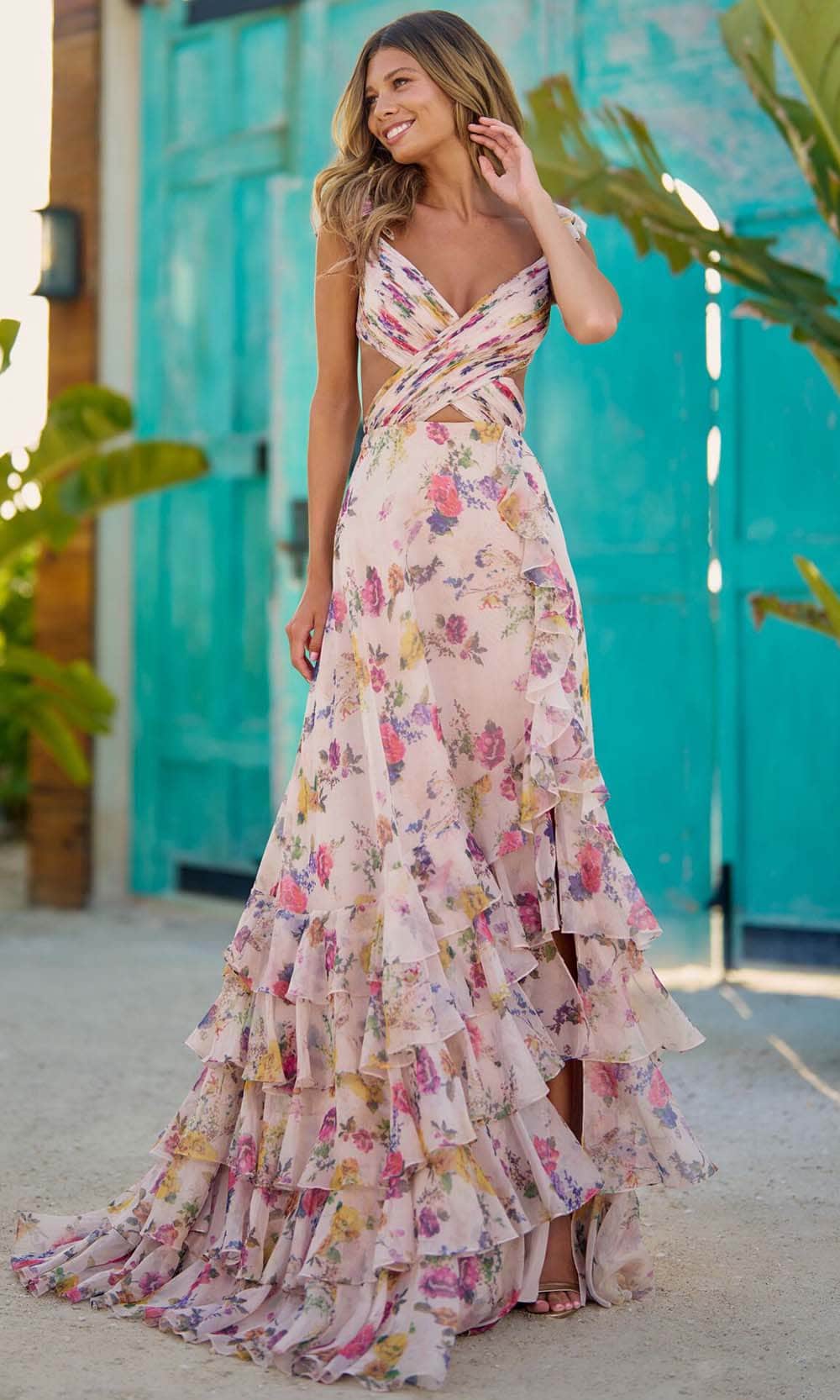 Sherri Hill 56084 - Cut Bodice Floral Gown Couture Candy Sherri Hill 56084 - Cut Bodice Floral Gown Couture Candy