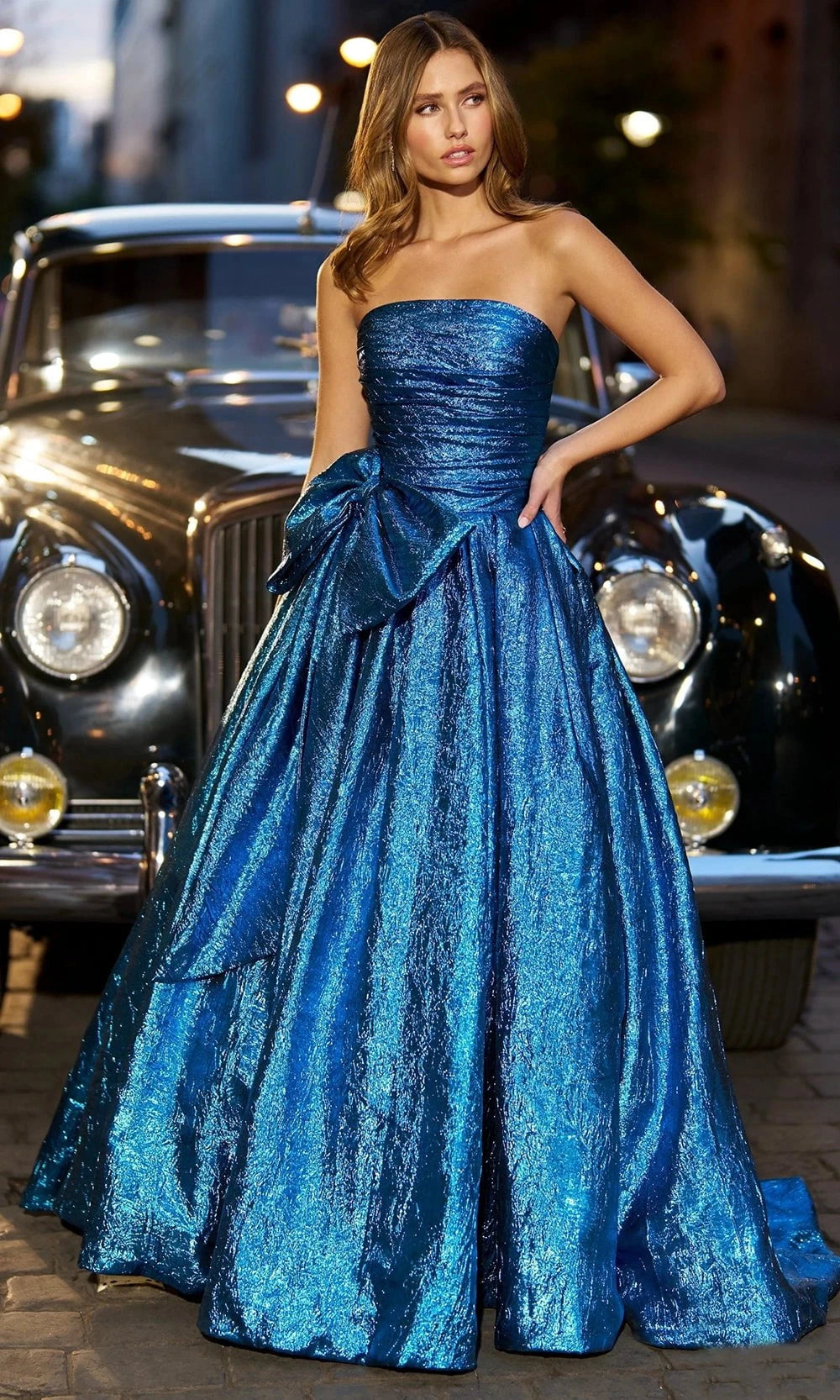 Sherri Hill 56768 - Long Brocade Ballgown - Bow Waist, Strapless, Ruched, Open Back Couture Candy Sherri Hill 56768 - Long Brocade Ballgown - Bow Waist, Strapless, Ruched, Open Back Couture Candy