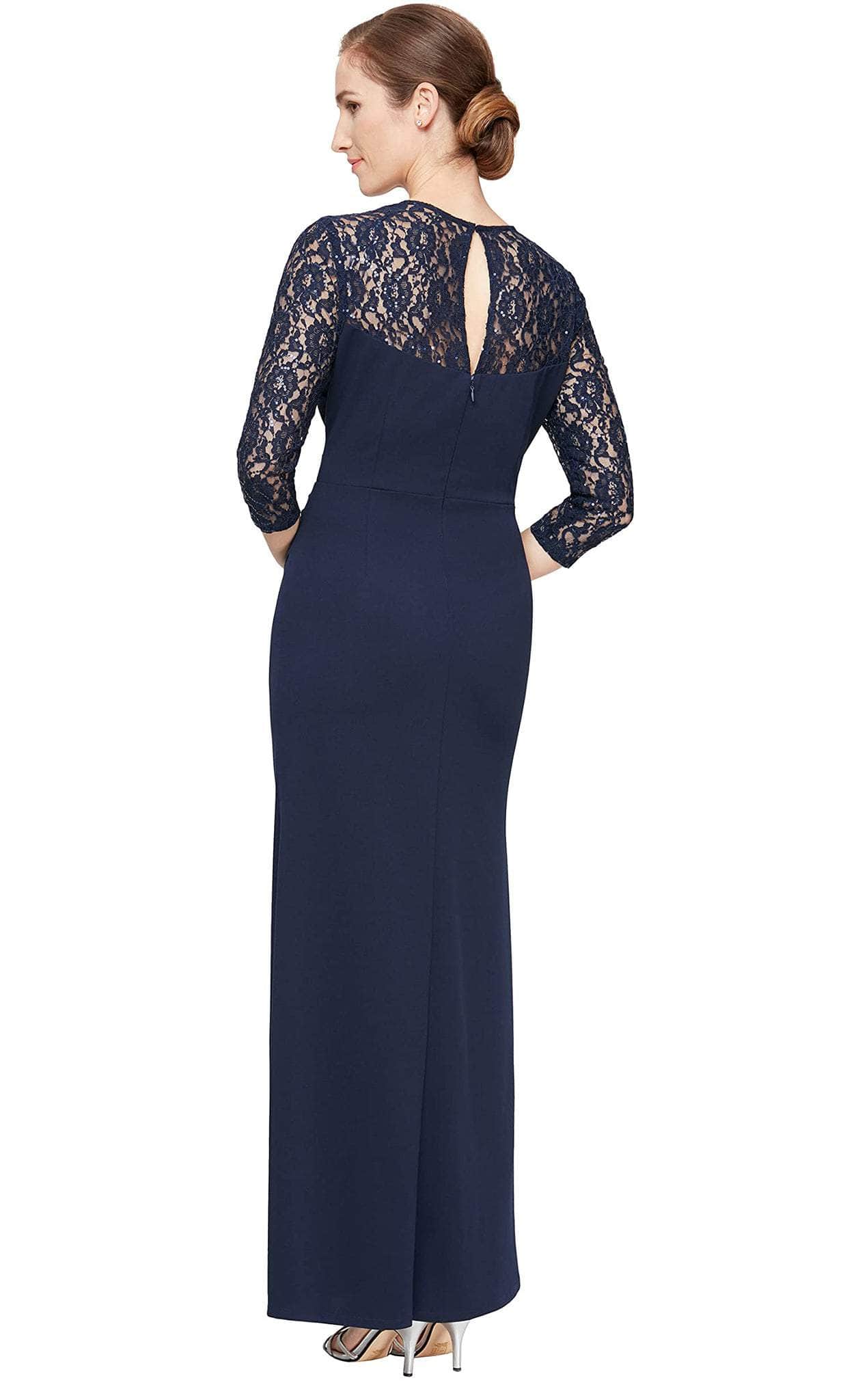 slny dresses navy blue SLNY Missy Blue Fit & Flare Cocktail Party Dress Sleeveless Navy Size 6 Stretch