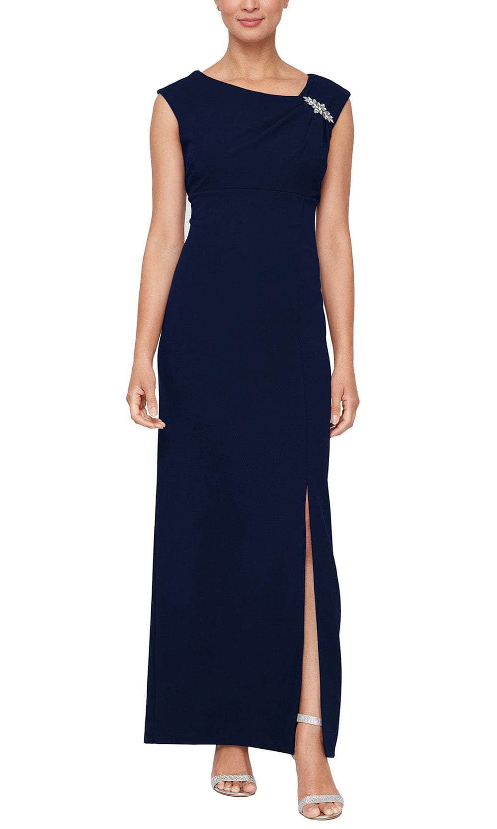 S.L. Fashions 9137218 - Asymmetrical Neck Evening Dress S.L. Fashions 9137218 - Asymmetrical Neck Evening Dress