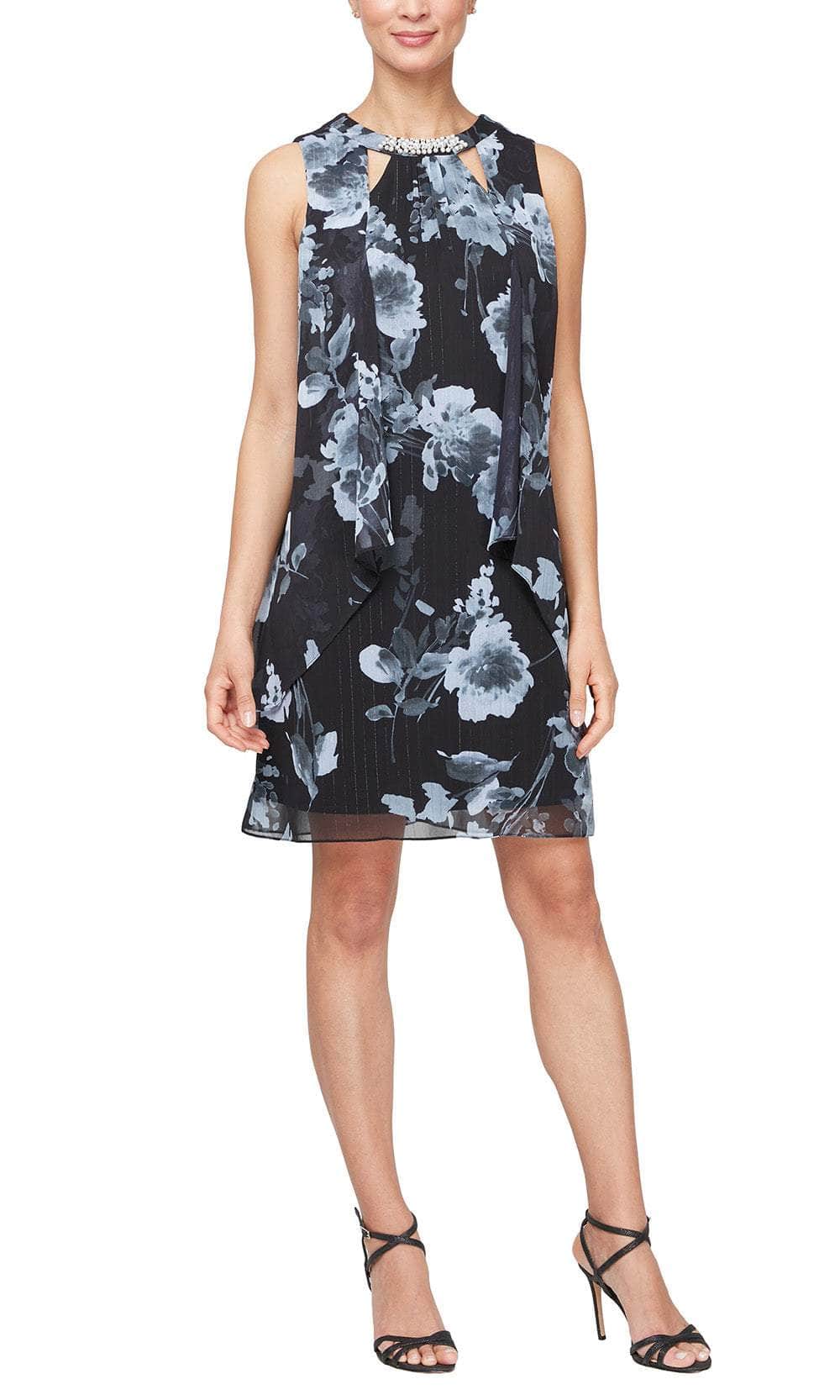 S.L. Fashions 9171927 - Sleeveless Floral Short Dress S.L. Fashions 9171927 - Sleeveless Floral Short Dress