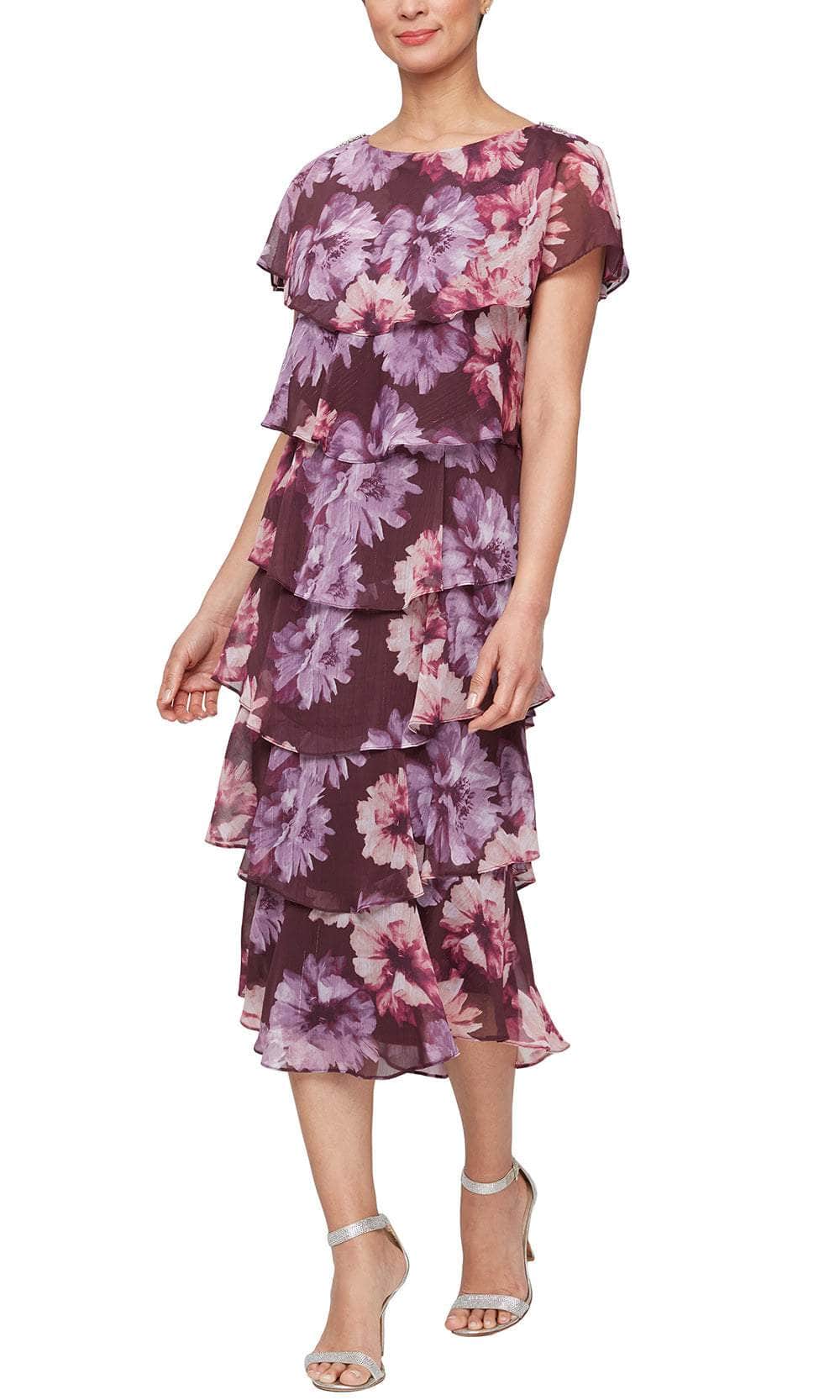 S.L. Fashions 9171975 - Tiered Floral Long Dress Couture Candy S.L. Fashions 9171975 - Tiered Floral Long Dress Couture Candy