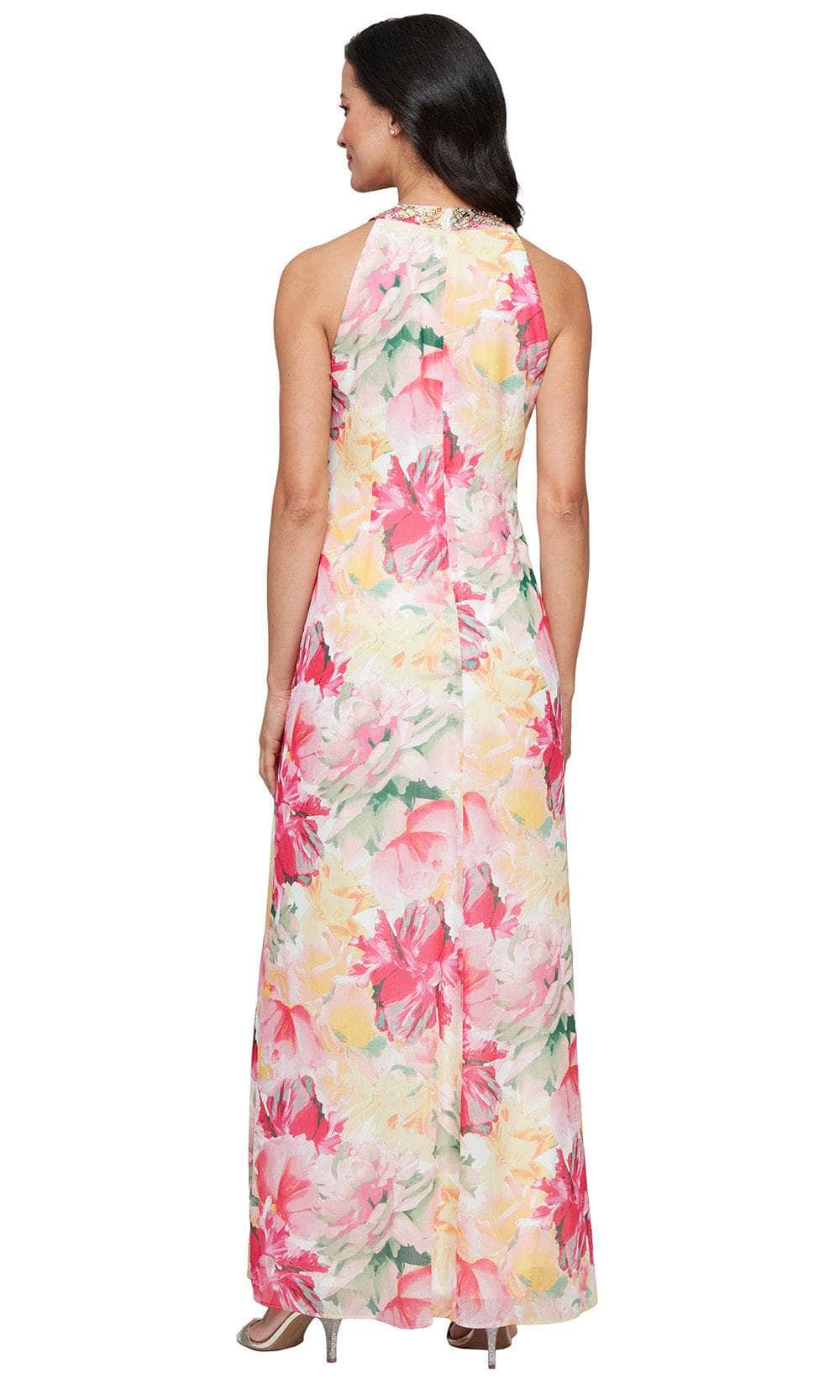 slny halter dress NWT SLNY Sleeveless Halter Neck Floral Chiffon Belter Maxi Dress size 10