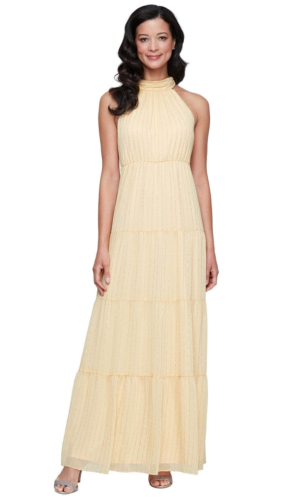 S.L. Fashions 9174122 - High Halter Tiered Maxi Dress S.L. Fashions 9174122 - High Halter Tiered Maxi Dress