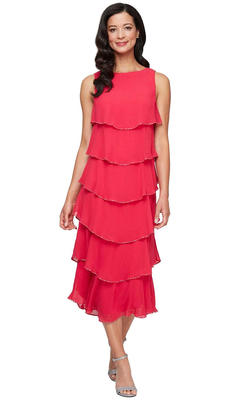S.L. Fashions 9270734 - Tiered Chiffon A-line Dress with Beaded Accents S.L. Fashions 9270734 - Tiered Chiffon A-line Dress with Beaded Accents