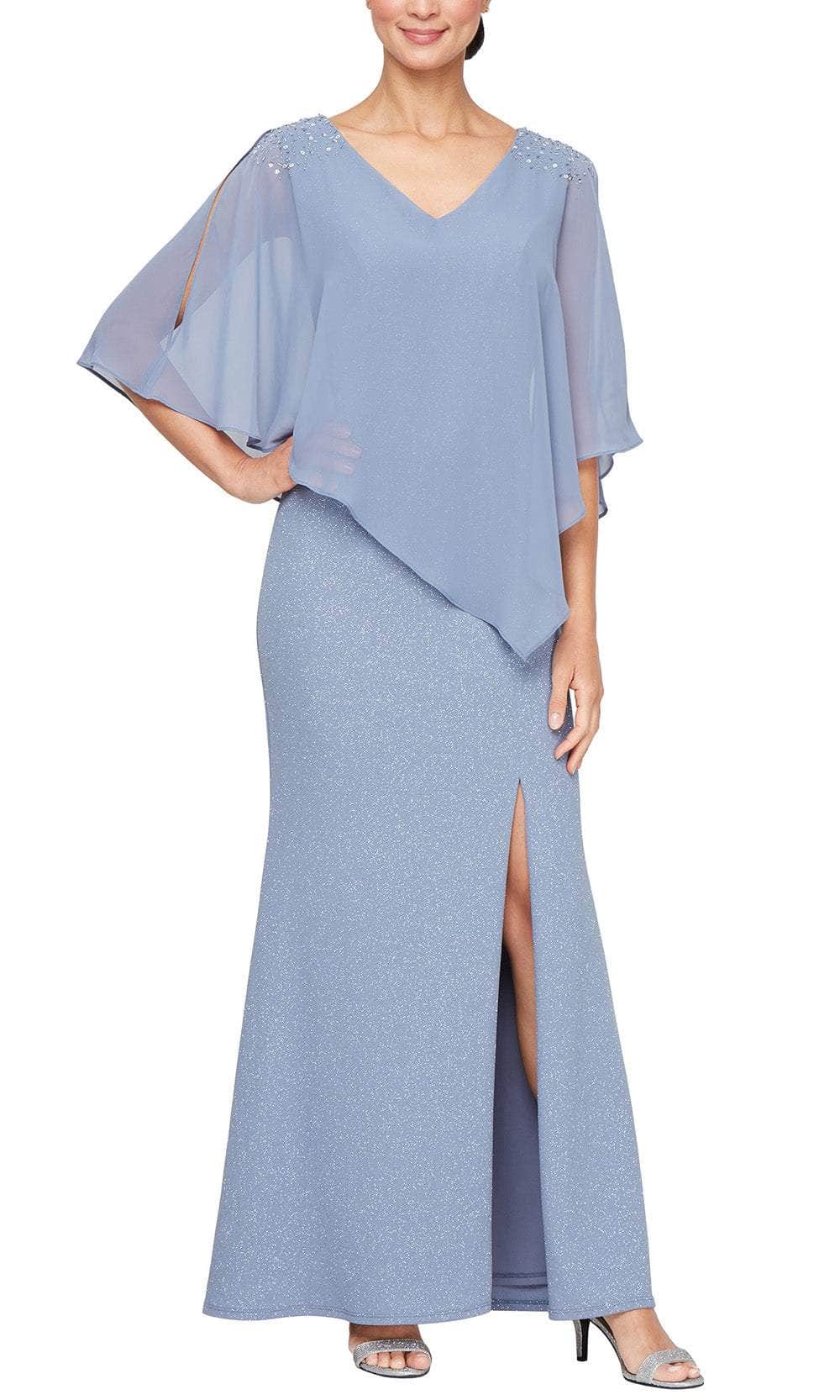 S.L. Fashions Dresses (S.L.NY) 9427277 - Long 97% Polyester 3% Spandex Sheath Dress - Asymmetric Capelet, Beaded Accent, Glitters, High S.L.it, Full Back, Fitted Couture Candy S.L. Fashions Dresses (S.L.NY) 9427277 - Long 97% Polyester 3% Spandex Sheath Dress - Asymmetric Capelet, Beaded Accent, Glitters, High S.L.it, Full Back, Fitted Couture Candy