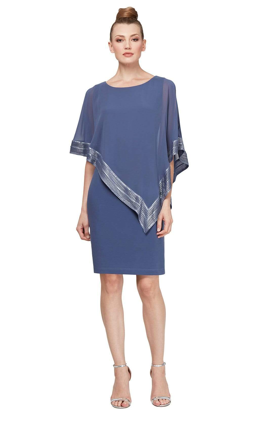 SL Fashions Womens Metallic-Trim Sheath Capelet Dress Pink 8 SL Fashions Womens Metallic-Trim Sheath Capelet Dress Pink 8