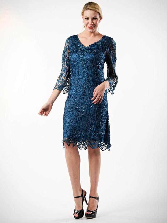 Soulmates C903 - V-Neck Crochet Lace Evening Dress Special Occasion Dress XL / Teal
