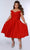Sydney's Closet CE2301 - Off Shoulder A-Line Cocktail Dress Cocktail Dresses 14 / Ruby