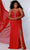 Sydney's Closet - JK2218 Caped Plunging V-Neck Evening Dress Evening Dresses 10 / Deep Red