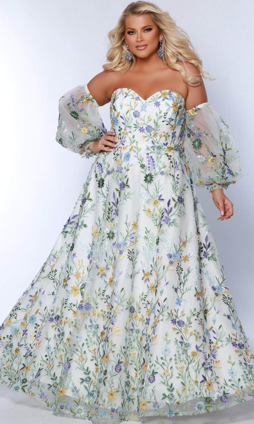 Sydneys Closet SC7381 Prom Dress - Ivory Floral | NewYorkDress Sydneys Closet SC7381 Prom Dress - Ivory Floral | NewYorkDress