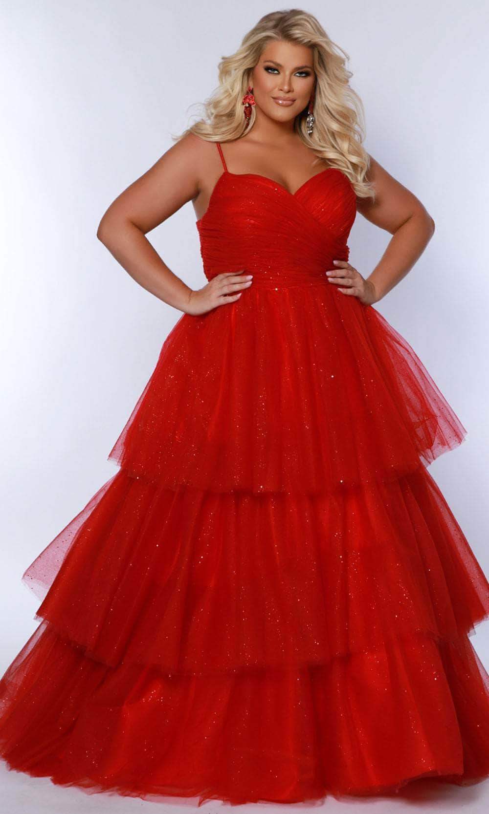 red prom dresses size 14 A Line V Neck Red High Slit Prom Dresses, V Neck Red Long Formal Graduation Dresses, US 14 / Custom Color / With Rush+$19.99