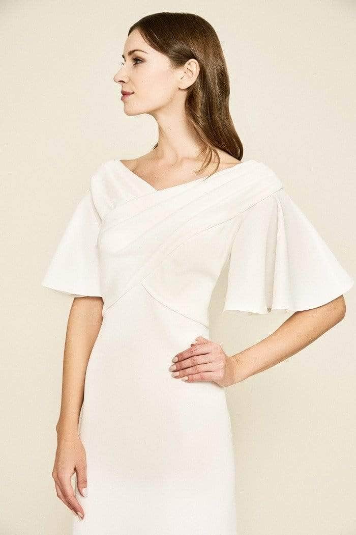 Tadashi Shoji ALG19141LBR Short Bell Sleeve Off-shoulder Long