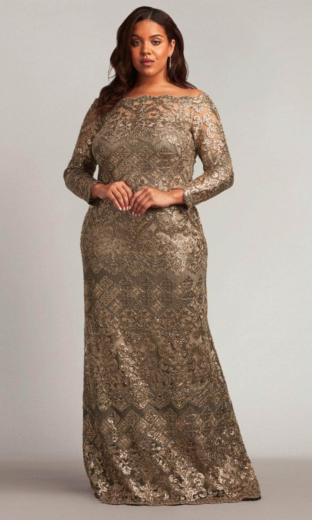 Tadashi Shoji BMN18653LXQ - Scalloped Straight Across Formal Gown Tadashi Shoji BMN18653LXQ - Scalloped Straight Across Formal Gown