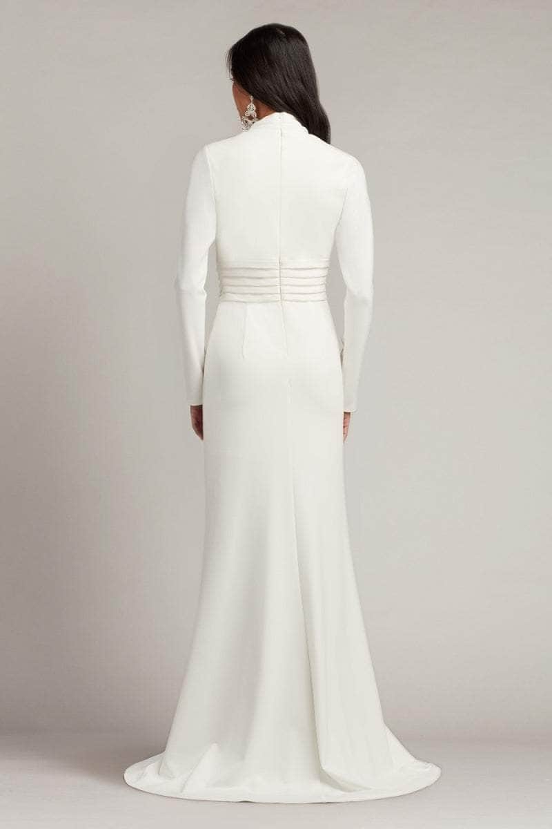 tadashi shoji long sleeve wedding dress Quill Draped Cape Sleeve Gown