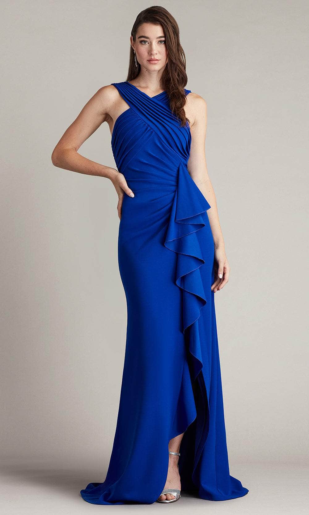 Tadashi Shoji BOS24377L - Setta Halter Pleated Cascading Ruffle Gown Couture Candy Tadashi Shoji BOS24377L - Setta Halter Pleated Cascading Ruffle Gown Couture Candy