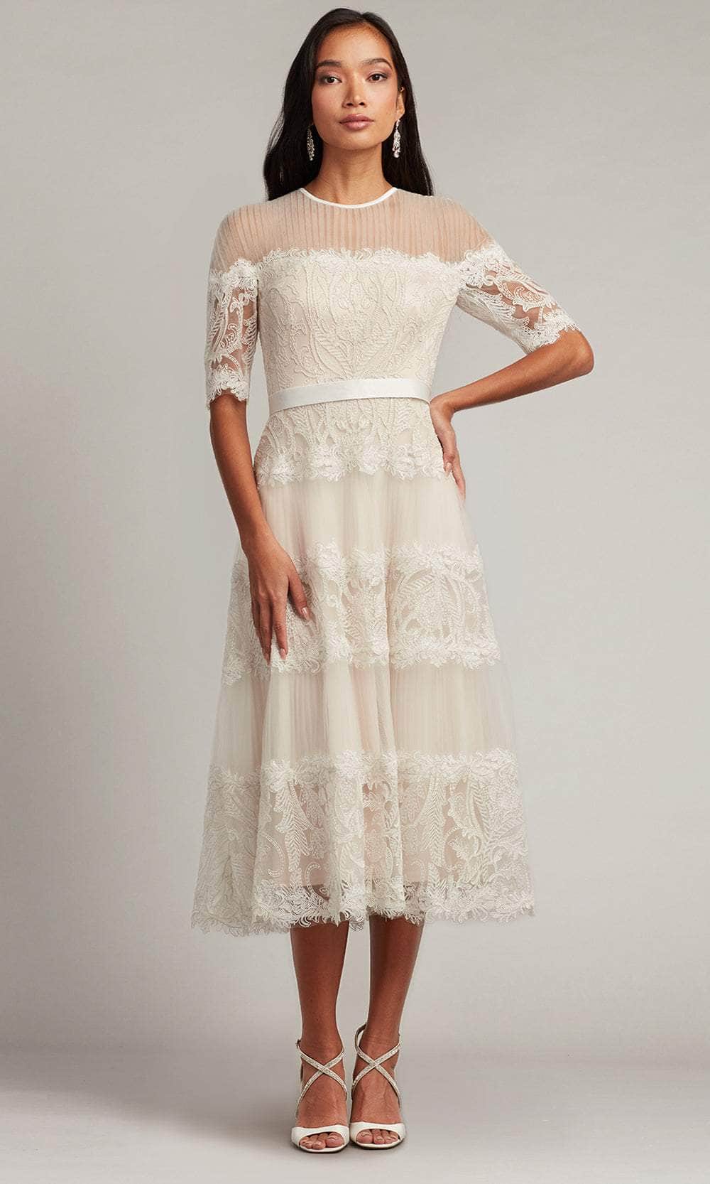 Tadashi Shoji CCA23080MD - Corra Illusion Embroidery Jewel Midi Dress Couture Candy Tadashi Shoji CCA23080MD - Corra Illusion Embroidery Jewel Midi Dress Couture Candy