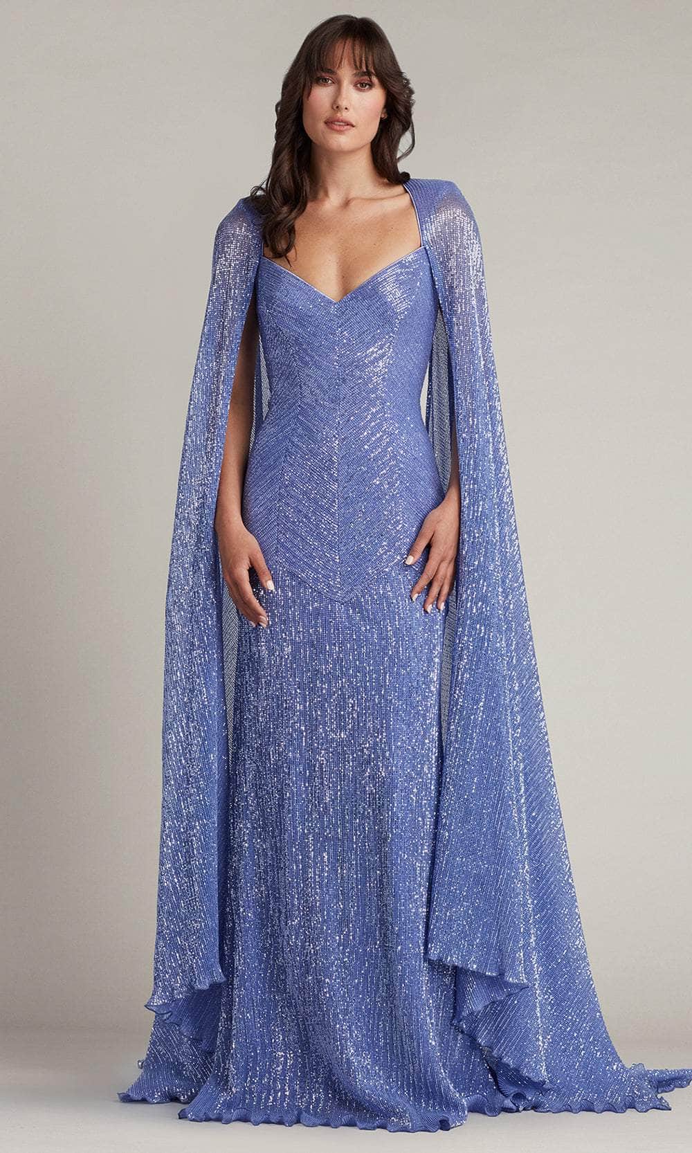 Tadashi Shoji CDM24020L - Isilay Sweetheart Sequin Cape Sleeve Gown Tadashi Shoji CDM24020L - Isilay Sweetheart Sequin Cape Sleeve Gown