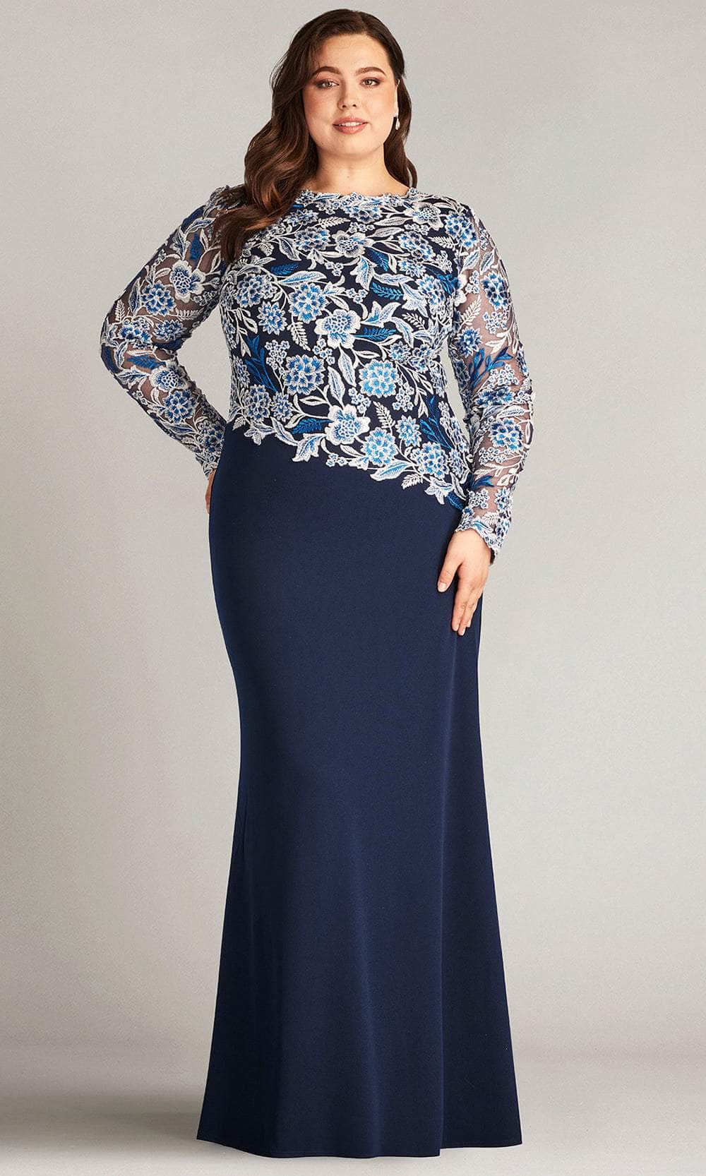 tadashi shoji lace dress blue Tadashi Shoji Long Sleeve Lace & Crepe Dress in Navy at Nordstrom, Size 2