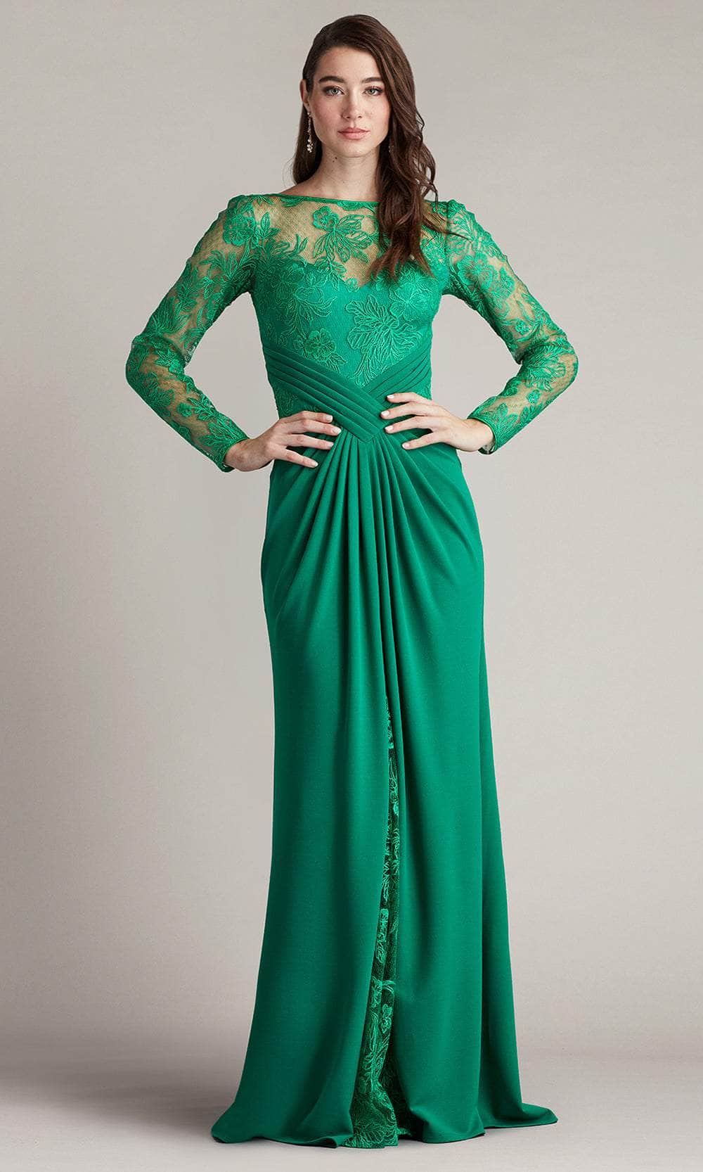 Tadashi Shoji CDV24342L Embroidered Long Sleeve Evening Gown