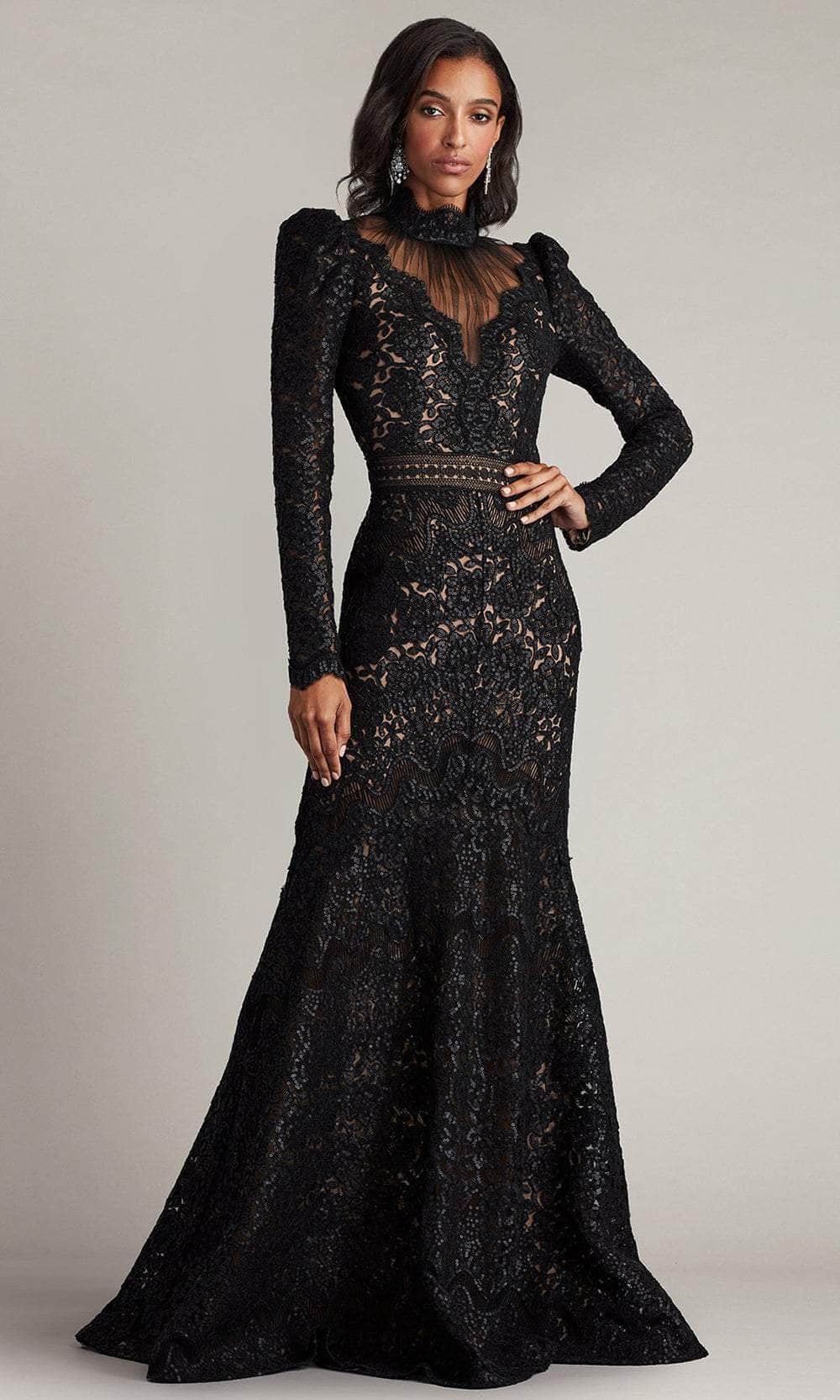 Tadashi Shoji CFC24346L - Illusion Deep V-Neck Evening Gown Tadashi Shoji CFC24346L - Illusion Deep V-Neck Evening Gown