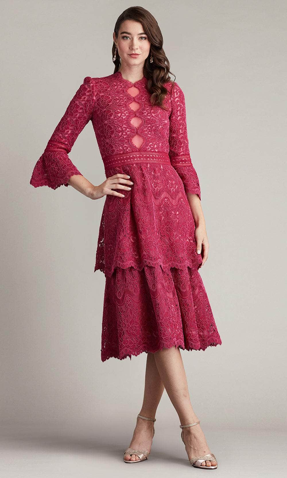 Tadashi Shoji CFJ24360MD - Bell Sleeve Lace Cocktail Dress Tadashi Shoji CFJ24360MD - Bell Sleeve Lace Cocktail Dress