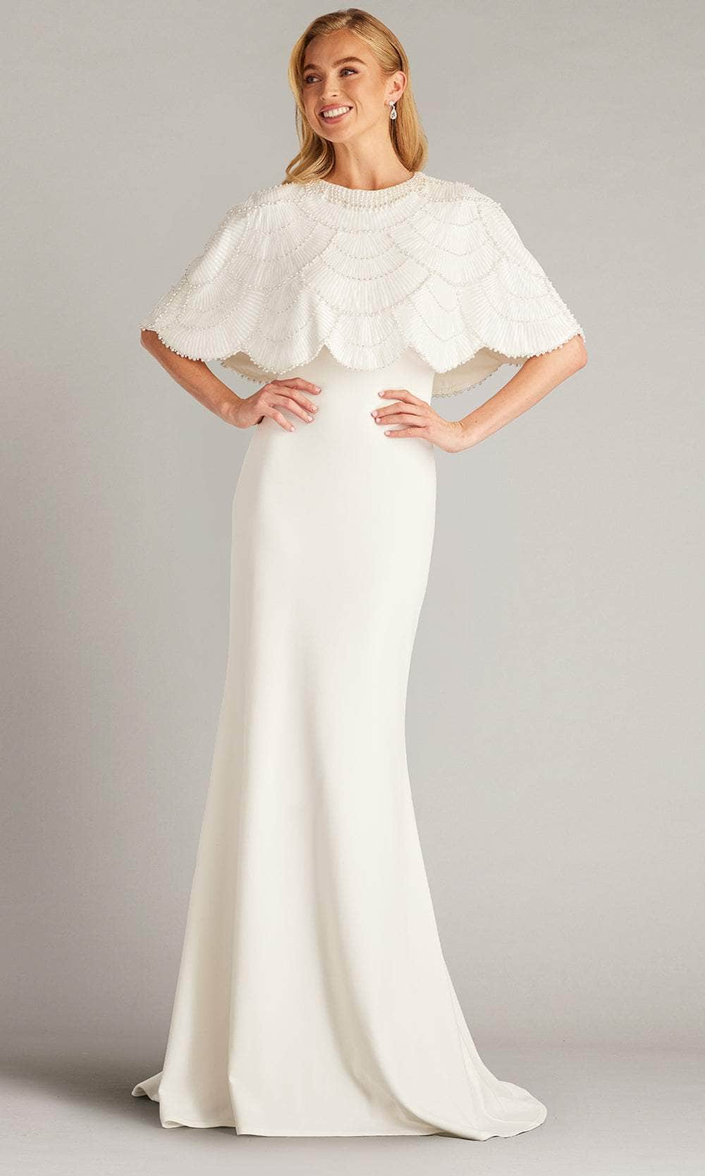 Tadashi Shoji Women's Reba Embellished Cape Overlay Bridal Gown - Ivory Tadashi Shoji Women's Reba Embellished Cape Overlay Bridal Gown - Ivory