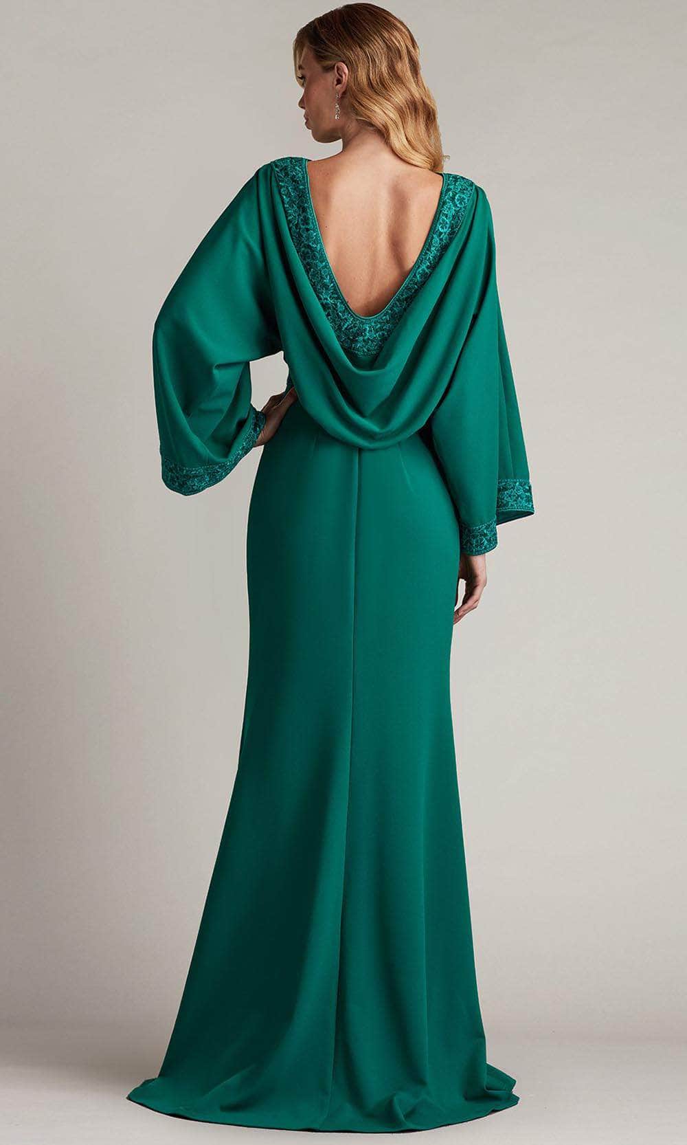 tadashi shoji green dress Caliste Embroidered Crepe Gown Emerald
